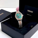Buy Shop Versace Hellenyium Quartz Green Dial Two Tone Steel Strap Watch for Women - VE2S00422 USA Online