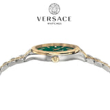 Buy Shop Versace Hellenyium Quartz Green Dial Two Tone Steel Strap Watch for Women - VEHU00420 USA Online