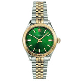 Buy Shop Versace Hellenyium Quartz Green Dial Two Tone Steel Strap Watch for Women - VEHU00420 USA Online