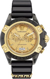 Buy Shop Versace Icon Active Chrono Gold Dial Black Silicone Strap Unisex Watch - VEZ701623 USA Online