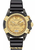 Buy Shop Versace Icon Active Chrono Gold Dial Black Silicone Strap Unisex Watch - VEZ701623 USA Online