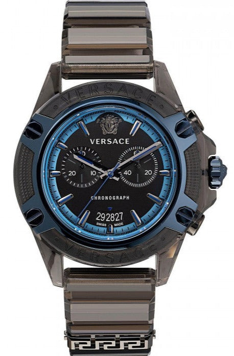 Buy Shop Versace icon Active Chronograph Black Dial Black Silicone Strap Watch For Men - VEZ700622 USA Online