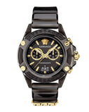 Buy Shop Versace Icon Active Chronograph Black Dial Black Steel Strap Watch for Men - VEZ700421 USA Online
