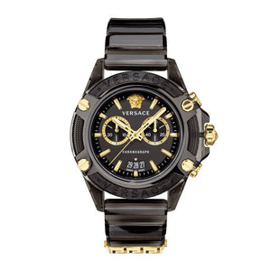 Buy Shop Versace Icon Active Chronograph Black Dial Black Steel Strap Watch for Men - VEZ700421 USA Online