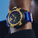 Buy Shop Versace Icon Active Chronograph Black Dial Blue Rubber Strap Watch For Men VEZ700521 USA Online