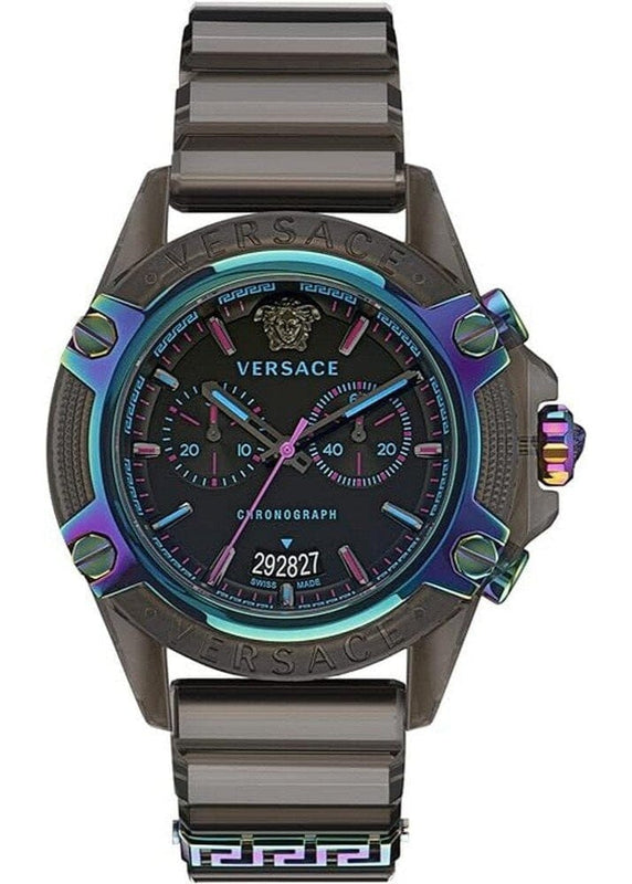 Buy Shop Versace Icon Active Chronograph Black Dial Grey Silicone Strap Watch for Men - VEZ701022 USA Online