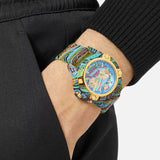 Buy Shop Versace Icon Active Chronograph Blue Dial Green Rubber Strap Watch For Men - VEZ701322 USA Online
