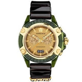 Buy Shop Versace Icon Active Chronograph Gold Dial Black Silicone Strap Watch For Men - VEZ700321 USA Online