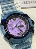 Buy Shop Versace Icon Active Chronograph Purple Dial Blue Silicone Strap Watch For Men - VEZ701523 USA Online