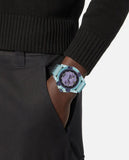 Buy Shop Versace Icon Active Chronograph Purple Dial Blue Silicone Strap Watch For Men - VEZ701523 USA Online