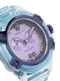 Buy Shop Versace Icon Active Chronograph Purple Dial Blue Silicone Strap Watch For Men - VEZ701523 USA Online