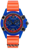 Buy Shop Versace Icon Active Chronograph Quartz Blue Dial Orange Rubber Strap Watch For Men - VEZ700922 USA Online