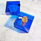 Buy Shop Versace Icon Active Chronograph Quartz Gold Dial Red Leather Strap Watch For Men - VEZ701222 USA Online
