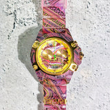 Buy Shop Versace Icon Active Chronograph Quartz Gold Dial Red Leather Strap Watch For Men - VEZ701222 USA Online