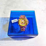Buy Shop Versace Icon Active Chronograph Quartz Gold Dial Red Leather Strap Watch For Men - VEZ701222 USA Online