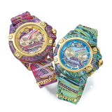 Buy Shop Versace Icon Active Chronograph Quartz Gold Dial Red Leather Strap Watch For Men - VEZ701222 USA Online