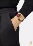 Buy Shop Versace Icon Active Chronograph Quartz Gold Dial Red Leather Strap Watch For Men - VEZ701222 USA Online