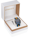 Buy Shop Versace Iconic Dominus Chronograph Blue Dial Blue Rubber Strap Watch For Men - VE6H00323 USA Online
