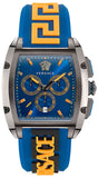 Buy Shop Versace Iconic Dominus Chronograph Blue Dial Blue Rubber Strap Watch For Men - VE6H00323 USA Online