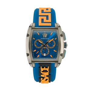 Buy Shop Versace Iconic Dominus Chronograph Blue Dial Blue Rubber Strap Watch For Men - VE6H00323 USA Online
