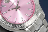 Versace Hellenyium Pink Dial Silver Steel Strap Watch for Women - V12010015