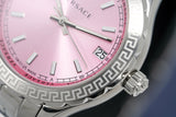 Versace Hellenyium Pink Dial Silver Steel Strap Watch for Women - V12010015