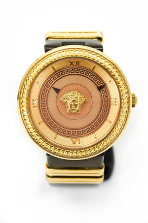 Buy Shop Versace V Metal Icon Gold Dial Brown Strap Watch for Women - VLC130016 USA Online