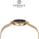 Buy Shop Versace Meander Black Dial Gold Mesh Bracelet Watch for Women - VELW00720 USA Online