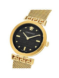 Buy Shop Versace Meander Black Dial Gold Mesh Bracelet Watch for Women - VELW00720 USA Online