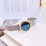 Buy Shop Versace Meander Blue Dial Silver Mesh Bracelet Watch for Women - VELW00520 USA Online
