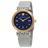 Buy Shop Versace Meander Blue Dial Silver Mesh Bracelet Watch for Women - VELW00520 USA Online