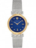 Buy Shop Versace Meander Blue Dial Silver Mesh Bracelet Watch for Women - VELW00520 USA Online
