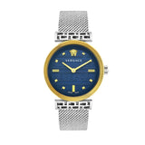 Buy Shop Versace Meander Blue Dial Silver Mesh Bracelet Watch for Women - VELW00520 USA Online