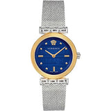 Buy Shop Versace Meander Blue Dial Silver Mesh Bracelet Watch for Women - VELW00520 USA Online
