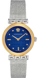 Buy Shop Versace Meander Blue Dial Silver Mesh Bracelet Watch for Women - VELW00520 USA Online