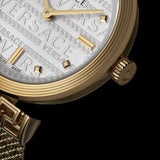 Buy Shop Versace Meander Greca White Dial Gold Mesh Bracelet Watch for Women - VELW00820 USA Online