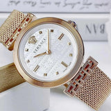 Buy Shop Versace Meander Greca White Dial Gold Mesh Bracelet Watch for Women - VELW00820 USA Online