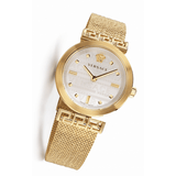 Buy Shop Versace Meander Greca White Dial Gold Mesh Bracelet Watch for Women - VELW00820 USA Online