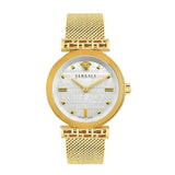 Buy Shop Versace Meander Greca White Dial Gold Mesh Bracelet Watch for Women - VELW00820 USA Online