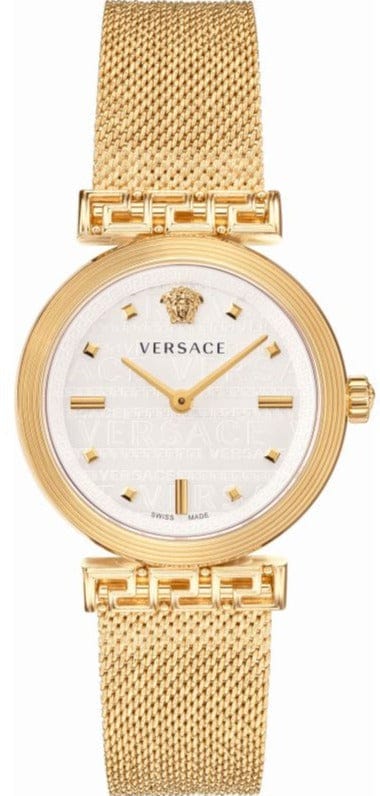 Buy Shop Versace Meander Greca White Dial Gold Mesh Bracelet Watch for Women - VELW00820 USA Online