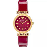 Versace Greca Meander Red Dial Red Leather Strap Watch for Women - VELW00320