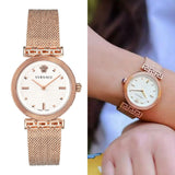 Buy Shop Versace Meander White Dial Rose Gold Mesh Bracelet Watch for Women - VELW00620 USA Online