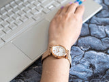 Buy Shop Versace Meander White Dial Rose Gold Mesh Bracelet Watch for Women - VELW00620 USA Online