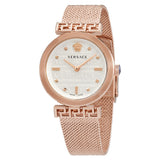 Buy Shop Versace Meander White Dial Rose Gold Mesh Bracelet Watch for Women - VELW00620 USA Online