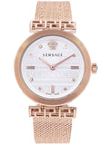 Buy Shop Versace Meander White Dial Rose Gold Mesh Bracelet Watch for Women - VELW00620 USA Online