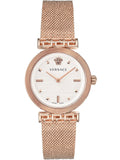 Buy Shop Versace Meander White Dial Rose Gold Mesh Bracelet Watch for Women - VELW00620 USA Online