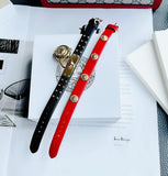 Buy Shop Versace Medusa Lock Icon Gold Dial Red Leather Strap Watch for Women - VEDW00119 USA Online
