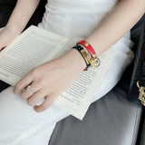 Buy Shop Versace Medusa Lock Icon Gold Dial Red Leather Strap Watch for Women - VEDW00119 USA Online