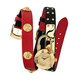 Buy Shop Versace Medusa Lock Icon Gold Dial Red Leather Strap Watch for Women - VEDW00119 USA Online