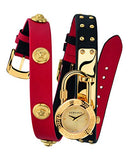 Buy Shop Versace Medusa Lock Icon Gold Dial Red Leather Strap Watch for Women - VEDW00119 USA Online